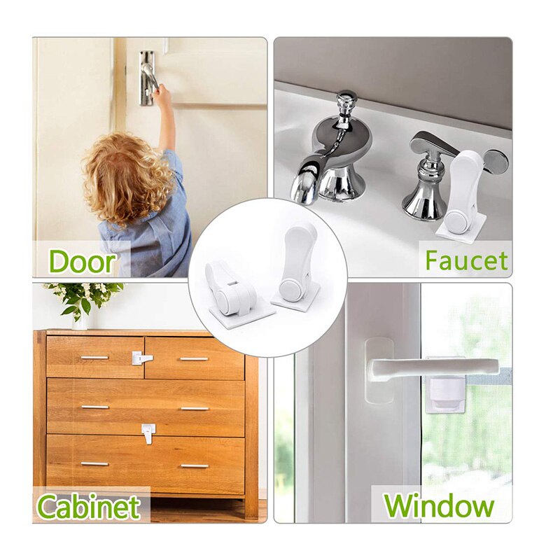 2 Pck Kinderen Deur Veiligheid Lock Anti-Opening Schuifraam Lock Beschermende Deur Handvat