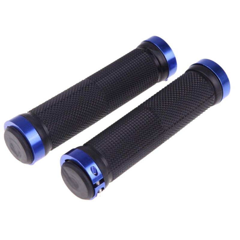 Dubbele Lock On Locking Mountainbike Cyclus Fiets Handel Grips 4 Kleuren Fiets Handvat Sets: Sky Blue