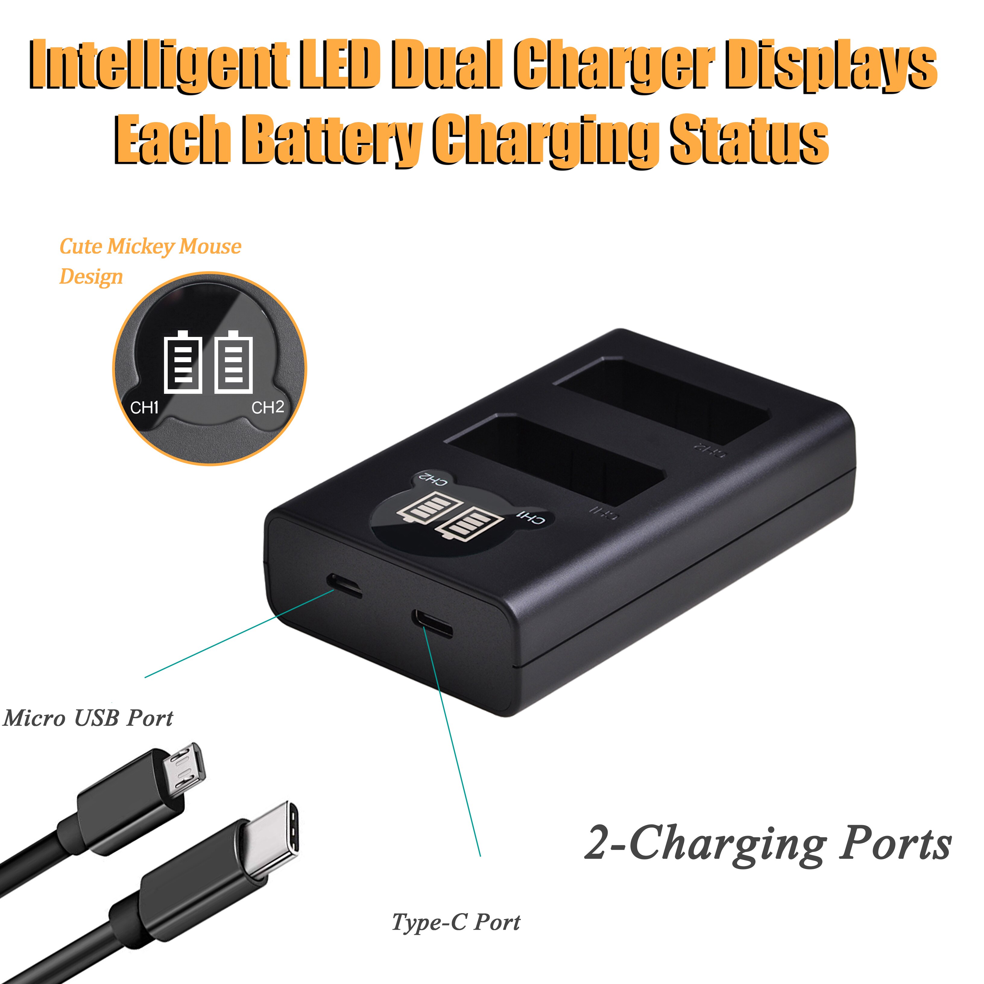 LP-E5 LPE5 LP E5 Camera Battery + LED Daul USB Charger for Canon EOS 1000D 500D 450D Kiss X3 X2 F EOS Rebel XS XSi Rebel T1i.