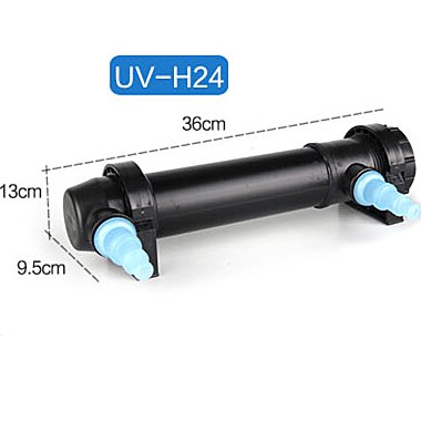 JEBO Aquarium UV Sterilizer Lamp Pond Fish Tank UV Kill Algae Ultraviolet Filter Clarifier Water Cleaner AC220-240V 5W-36W: 24W