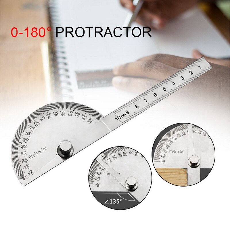 180 degree Round Ruler Stainless Steel Measuring Ruler Machinist Tool 10cm Ruler: Brown