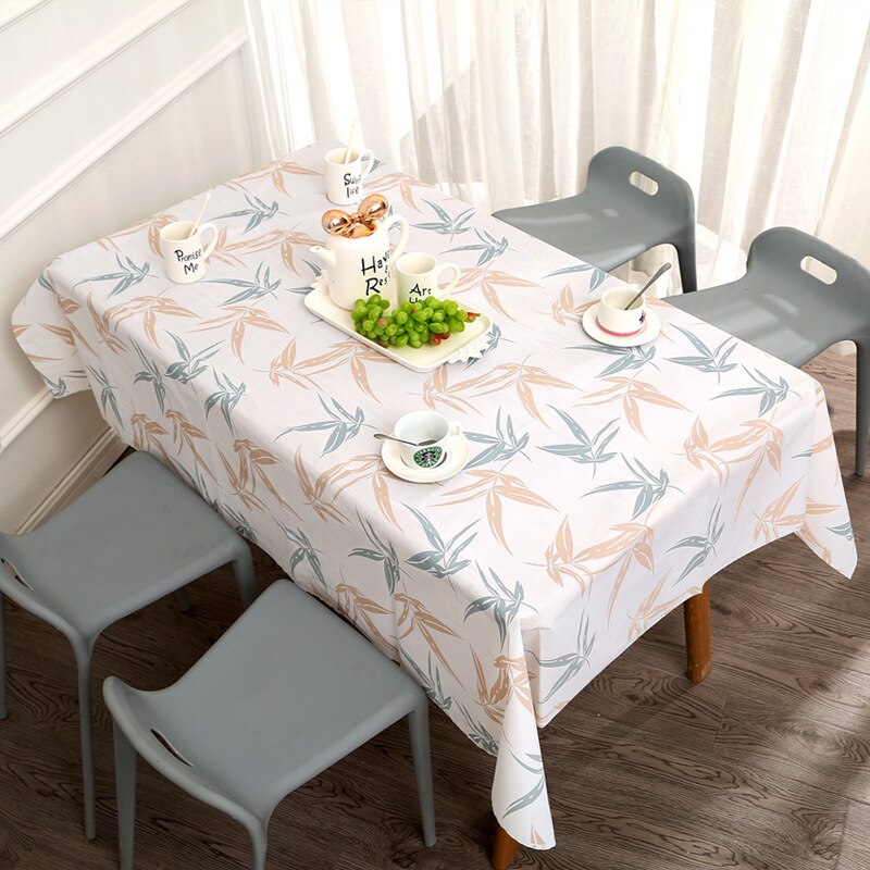 Tablecloth Oil-proof PVC Tablecloth for Dinning Room Party Family Dinner: Yellow Leaves / 137cmx137cm