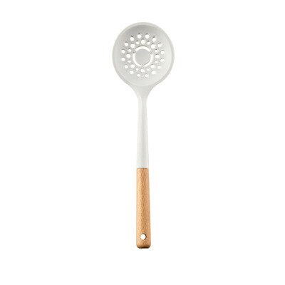 Silicone Utensil Kitchenware 1PC Non-stick Cooking Pot Cookware Spatula Egg Beaters Shovel Soup Spoon Kitchen Gadget Accessories: White Colander