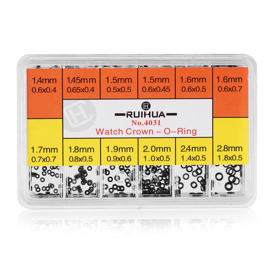 Pieni kello kuminen o-rengasrasia kumialuslevy kellon kruunu o-renkaat vedenpitävät tiivisteet korjaustyökalut kellon kuminen aluslevy