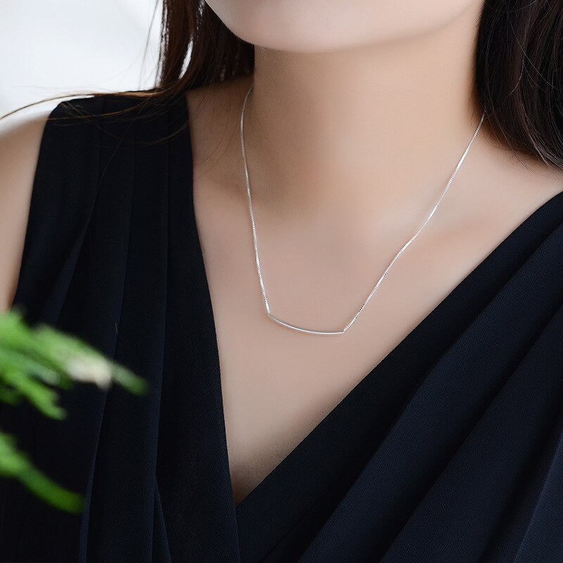 Simple Dainty Tiny Bar Tassel S925 Chain Dangle Earrings Or Necklaces Women Girl Long Edgy Earrings