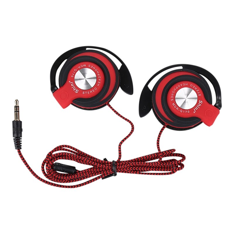Uniwersalny wtyk 3.5mm przewodowy klip do gier sportowych na słuchawki Laptop MP3 słuchawki douszne do siłowni do treningów i ćwiczeń: Red