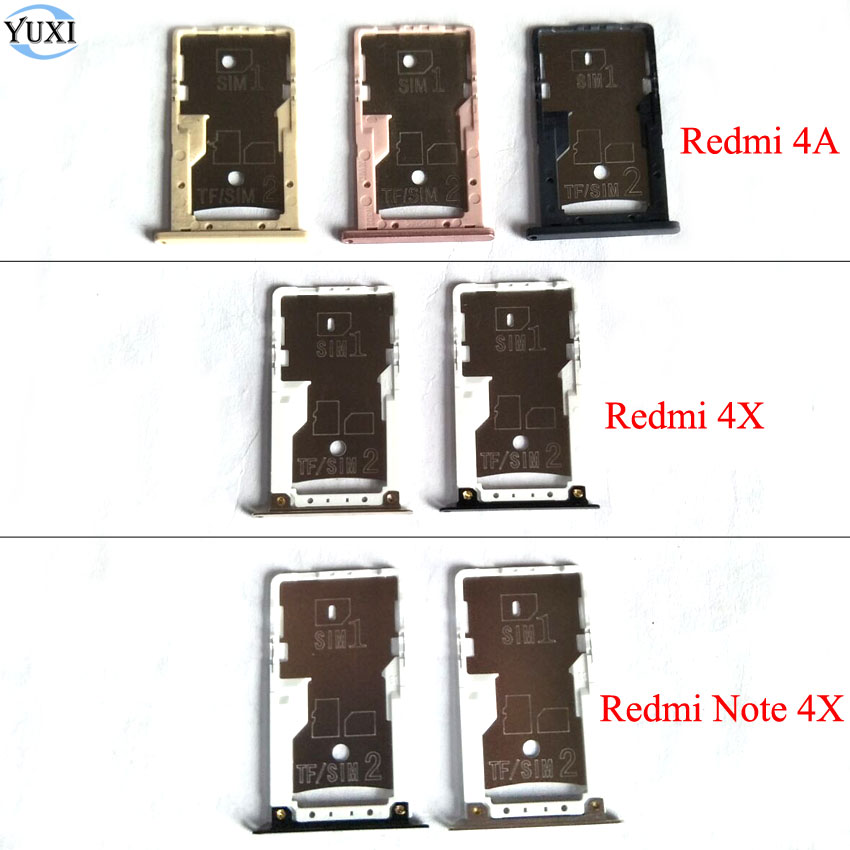 YuXi 1pc Gold Rose-Gold Black Sim Card Adapter Sim Tray Slot Holder Replacement For Xiaomi Redmi 4A 4X Note 4X