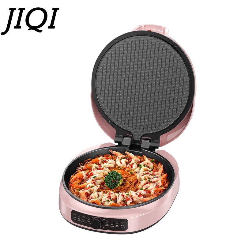 JIQI Suspended Double-Sided Heating Baking Pan Electric Skillet Automatic Pizza Pancake BBQ Maker Grilling Machine 110/220V