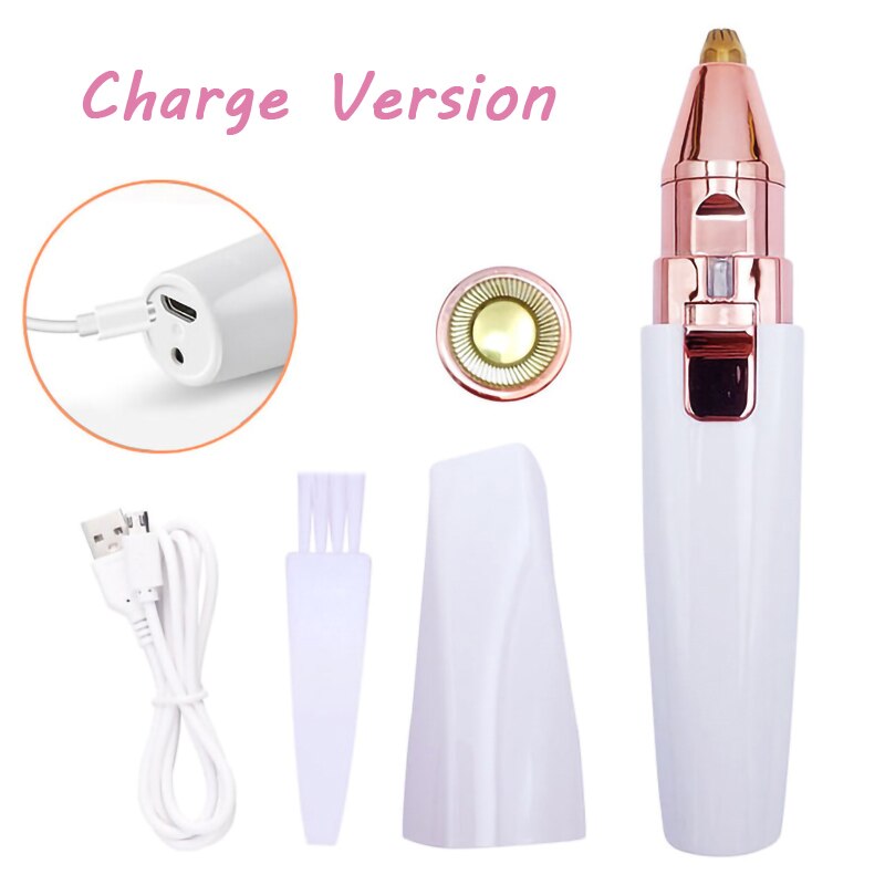 2 In 1 Elektrische Wenkbrauw Trimmer Pijnloos Epilator Vrouwen Draagbare Mini Scheerapparaat Make-Up Wenkbrauw Trimmen Wasbare: D