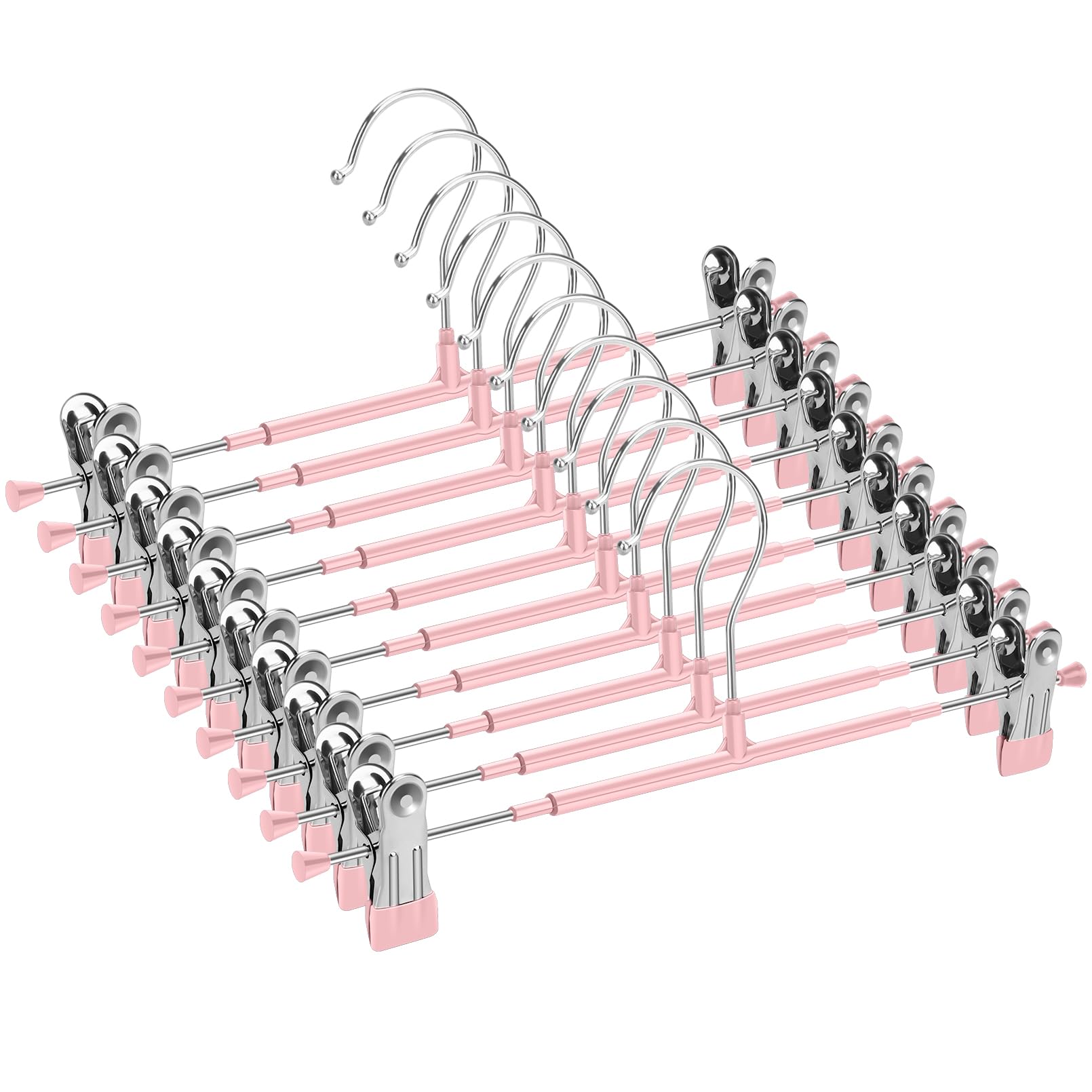 Rack Clip Stainless Steel Trousers Wardrobe Clip Anti-slip Clothespin Pants Clamp Clothes Hanger for Skirt: M / Pink