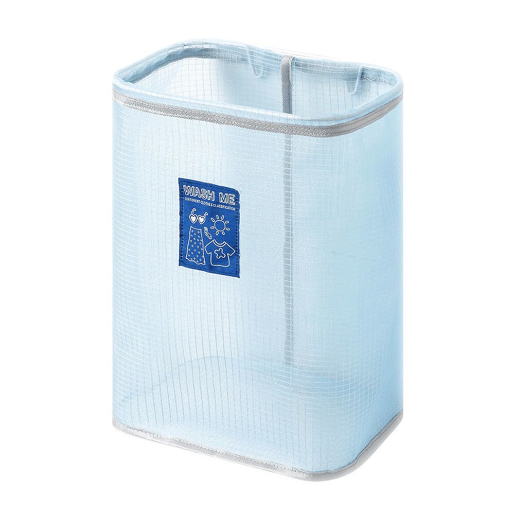 Dirty Clothes Folding Punch Free Wall Hanging Strong Bearing Home Storage Basket Laundry Hamper Organizer Mesh Bathroom Sundries: Blue