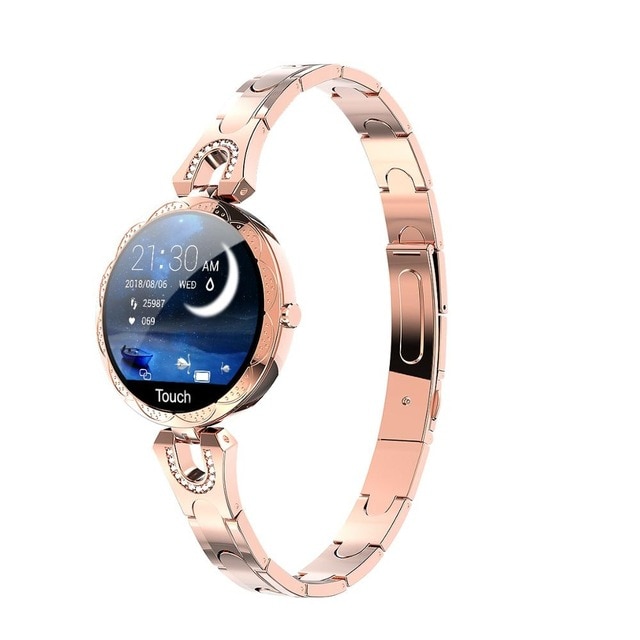 Melanda Mode Vrouwen Smart Horloge Waterdicht Hartslag Bloeddrukmeter Smartwatch Voor Dames Horloge Armband: Rose Gold