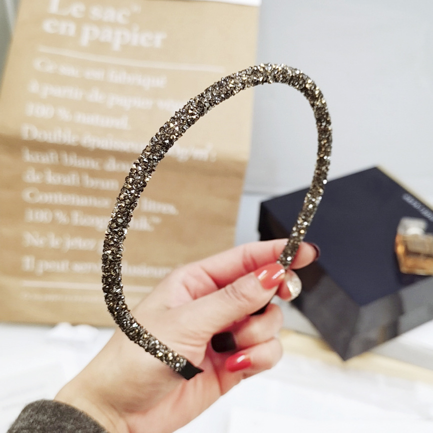 Diadema suave de cristal de Corea a la para mujer, diadema con diamantes de imitación, cuentas, bisel, accesorios para el cabello para niñas, tocado Simple: Bañado en rodio de imitación