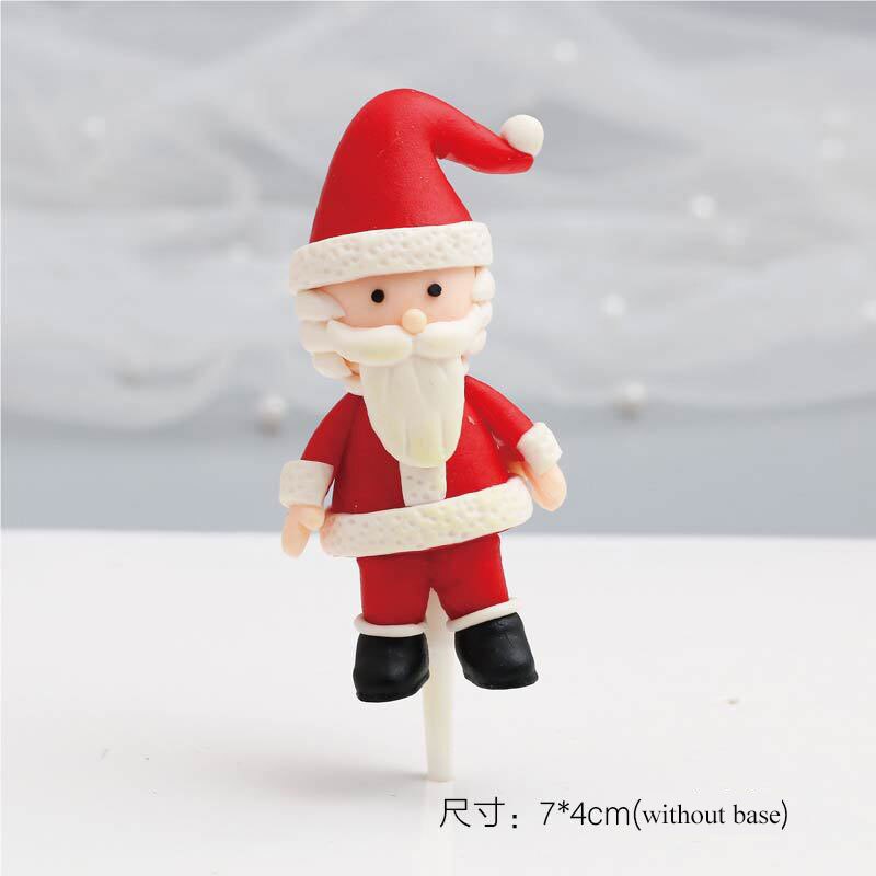 Christams party Cake Toppers Soft clay Christmas cake decoration cake decoration cards and Cake Flags Santa Claus and elk: 4