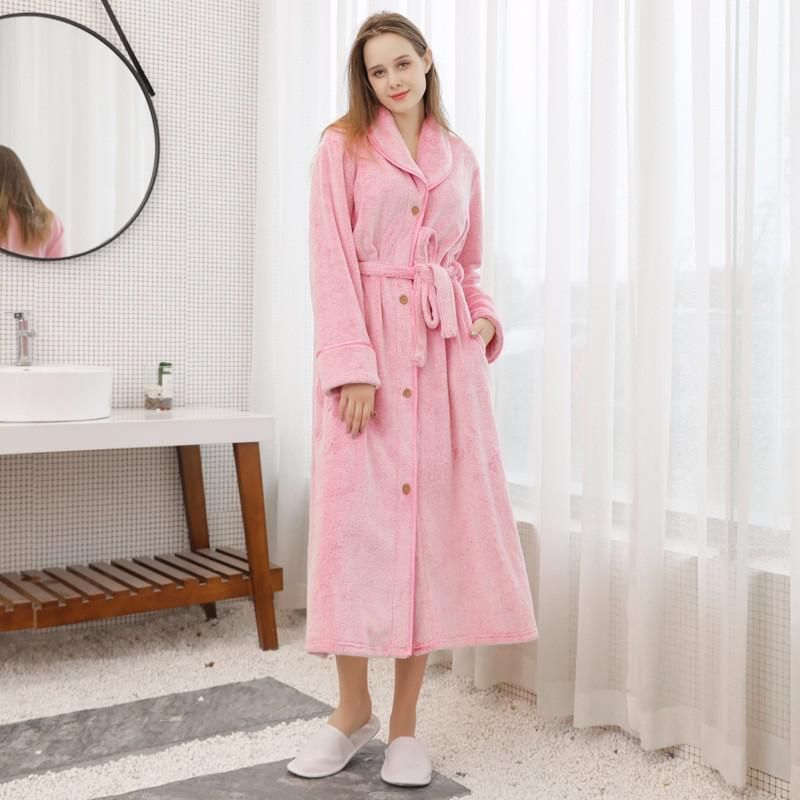 Flannel Maternity Robe Nursing Pajamas Pyjama Allaitement Pregnant Sleepwear Pijama Premama Breastfeeding Nightgown Room Wear: Pink / XL