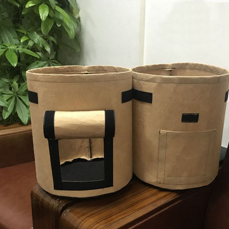 3 størrelse plante vokse poser hjem haven kartoffel krukke drivhus grøntsager voksende poser fugtgivende jardin lodrette have taske værktøjer: Brun / S -25 x 30cm (4 gal)