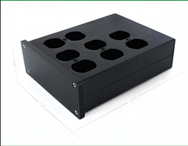 Black full aluminum 8 plugs audio power socket chassis Hifi American standard outlet box