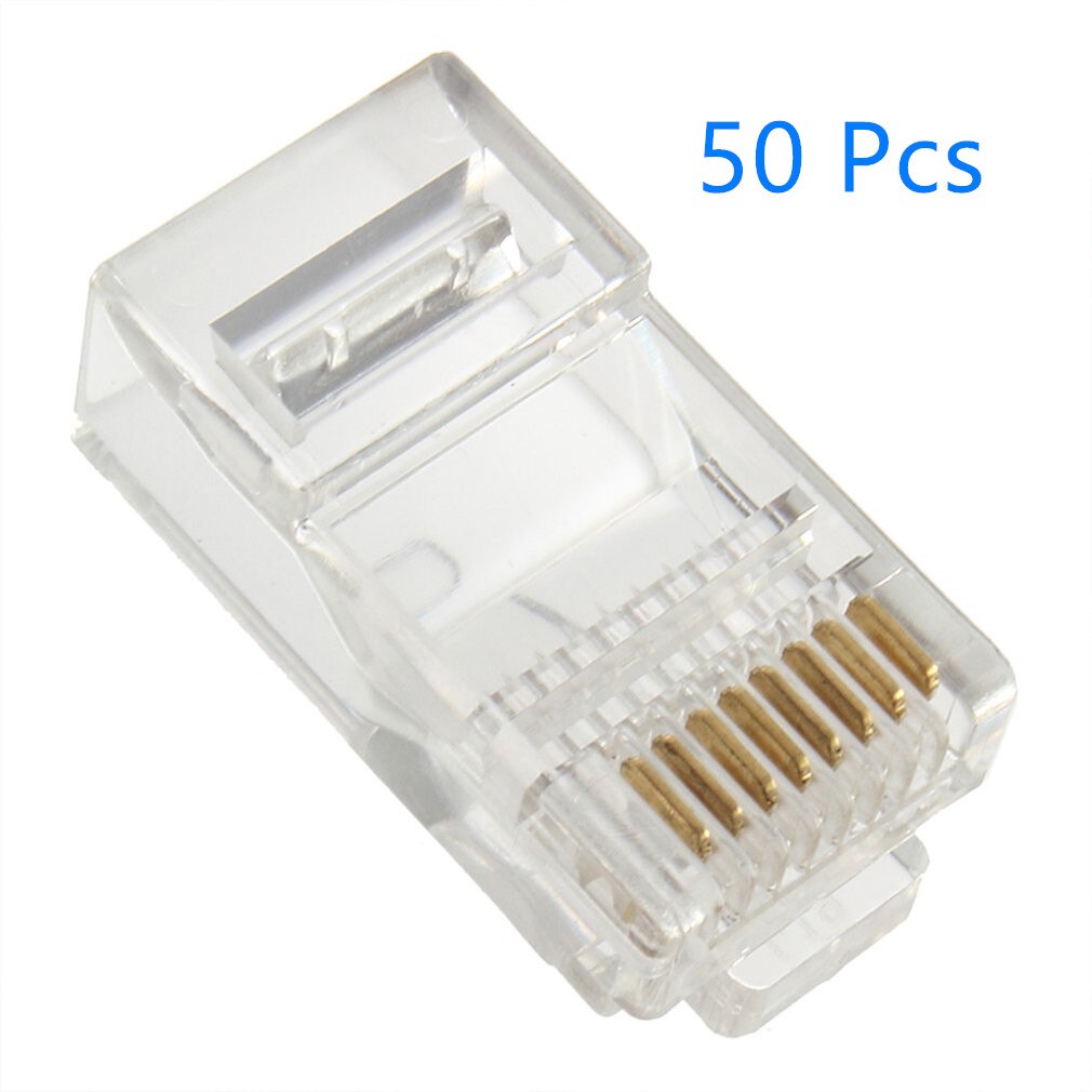 100 Stuks Kabel Terminal Transparant Kristal Hoofd 20 Stuks Crystal Head RJ45 CAT5 CAT5E Modulaire Plug Vergulde Netwerk Connector: Default Title