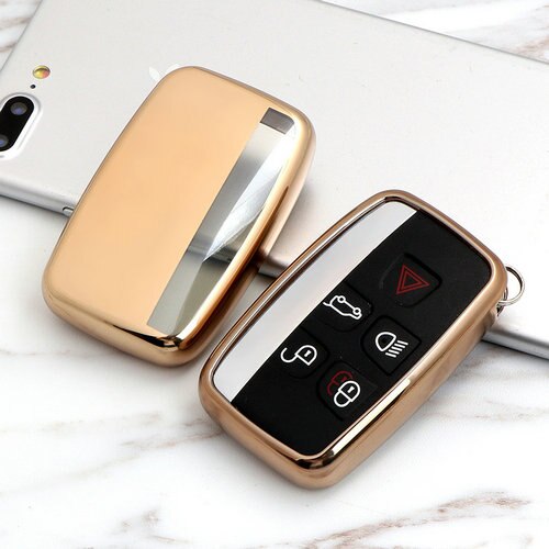 Étui de clé de voiture en TPU souple pour Land Rover A9 Range Rover Sport Evoque Freelander 2 Jaguar XE XJ XJL XF C-X16 V12 guitare F X Typ: gold