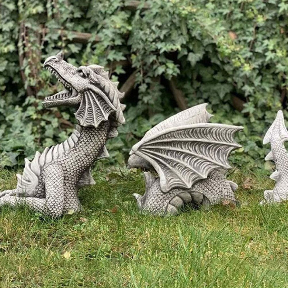 Grote Draak Gothic Tuin Standbeeld Decoratie Accessoires Sculpturen Hars Ornament Voor Tuin Outdoor Achtertuin Decoratie