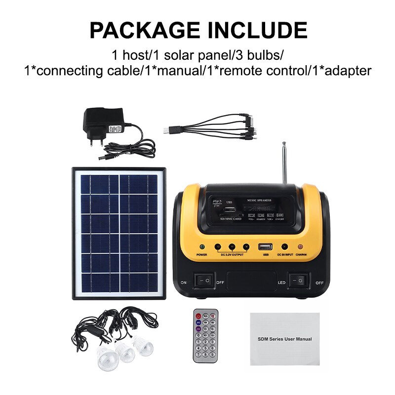 Portable Solar Generator Outdoor Mini Solar Power System Solar Panel USB Charger with bluetooth Speaker LED Lighting System