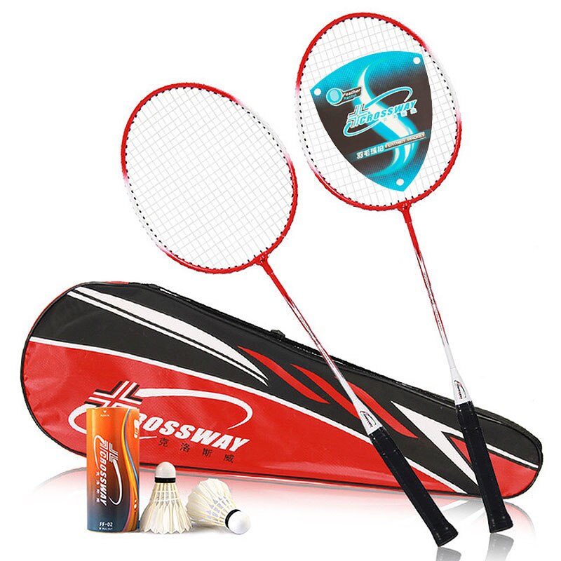 Badmintonracketset van 2 professionele lichtgewicht badmintonrackets, shuttles met 3 badmintonballen, 2 handgrepen, 1 rackettas en 2 badmintonrackets voor training, sport (blauw