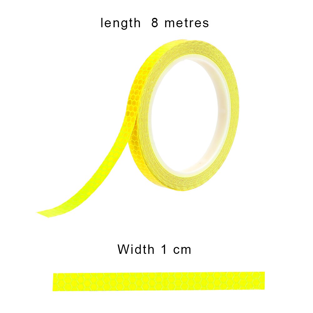 FORAUTO 1cm*8m Car Reflective Stickers Warning Tape Bike Sticker Reflective Strip Bicycle Wheel Reflective Tape Decals