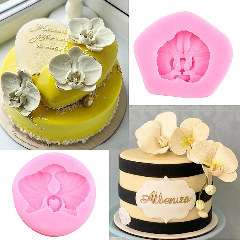 Stampo in silicone per orchidea Fiore nuziale fai da te Cupcake Topper Strumenti per decorare torte fondente Stampi in resina per sapone al cioccolato, argilla e caramelle