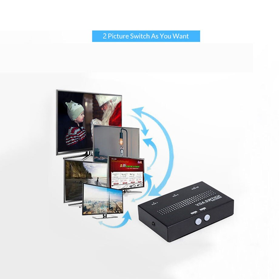 Unnlink VGA Switch 2X1 FHD 1080P 60Hz 2 VGA In 1 Out 2*1 VGA Switch BOX for computer laptop desktop projector monitor HDTV