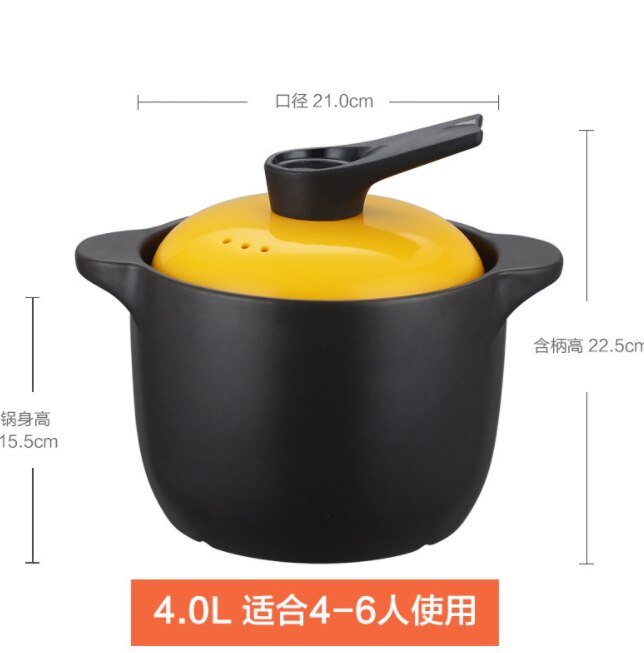Cazuela guiso olla de cerámica de alta temperatura de salud bote de sopa olla cazuela guiso olla de sopa de avena olla abierta fl: Amarillo