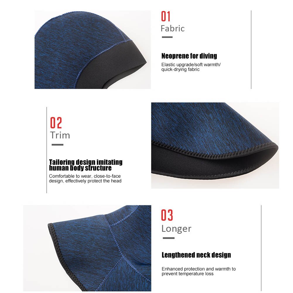 Neoprene Scuba Diving Hood 3MM Diving Cap Bib Dive Hood Warm Durable Stretchable for Surfing Snorkeling Sailing