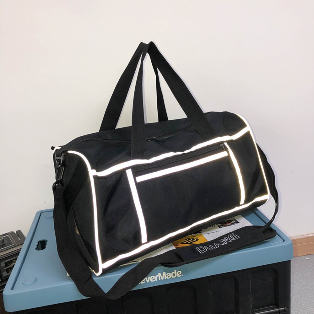 Gym Shoulder Bag With Reflective Stripe Dry Wet Separation Packing Organizer Waterproof Nylon Sport Travle Duffel Bags X236A