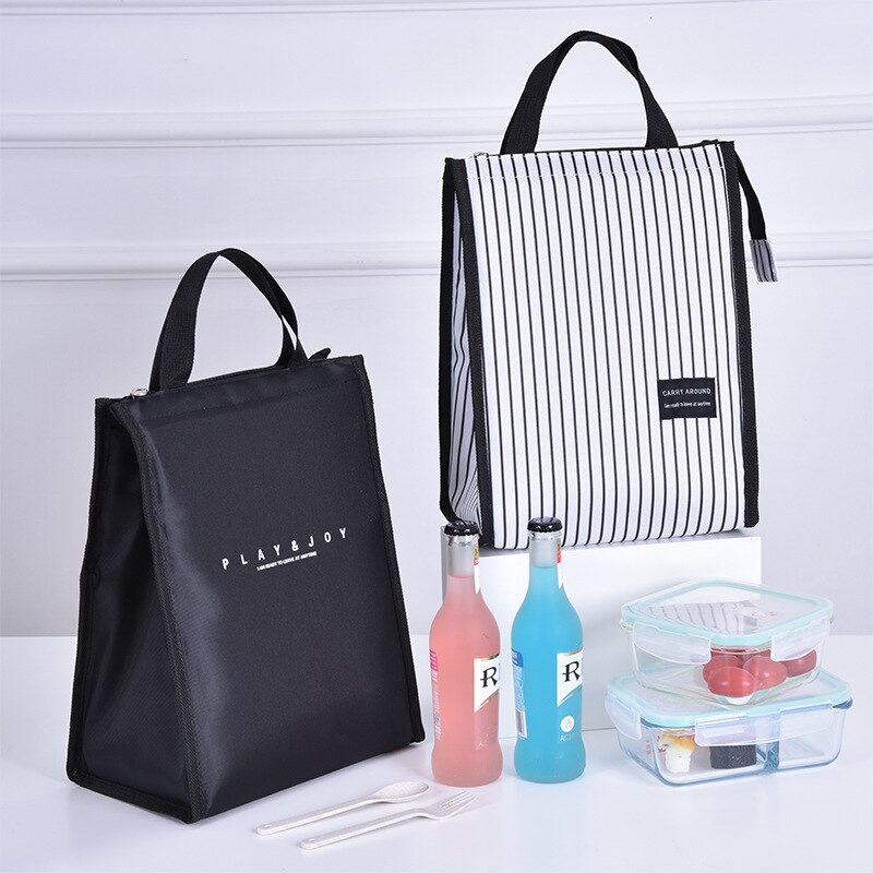 Nylon Portable Lunch Picnic Storage Bag Insulation Fresh Fruit Cold Drink Bento Pockets School Work Travel Food Organizer Supply