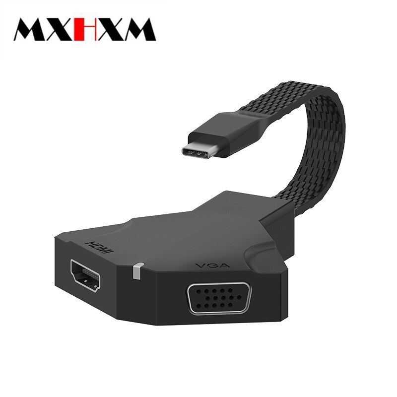 Mxhxm Type-C Naar Hdmi/Vga Twee-In-een Video Converter Ondersteunt 4K * 30hz Met Audio Interface