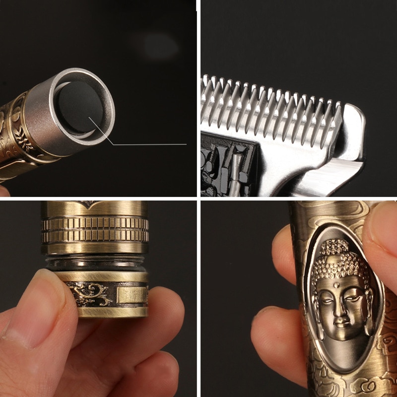 KEMEI KM-1974A Hair Clipper Buddha Head Metal Hair Trimmer USB Charging Beard Trimmer Hair Cutting