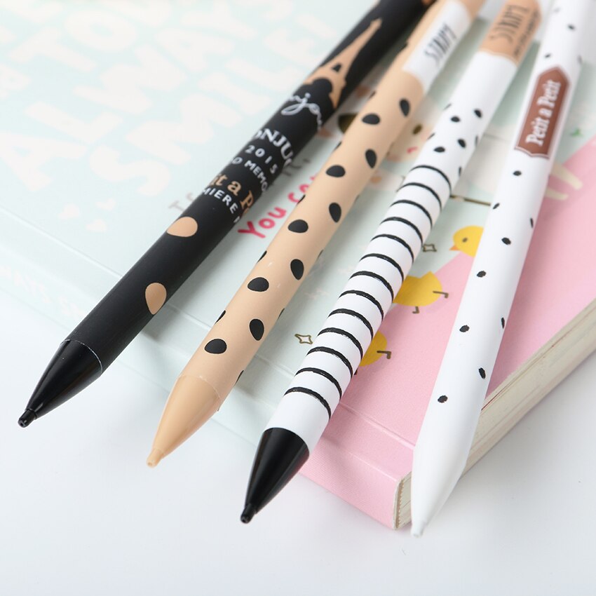 0.5MM Studenten Plastic Vulpotlood Zwart Witte Stippen Kantoor Briefpapier Automatische Pen Leren Essentiële
