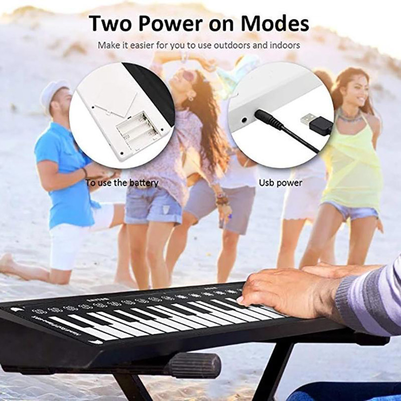 Portable Electronic Hand Roll Piano Flexible Roll up Keyboard Silicone Piano LMH66