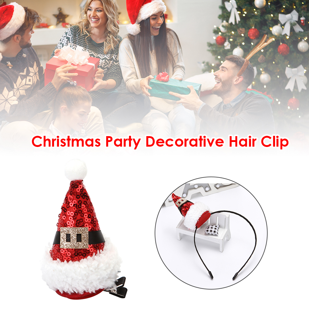 Sombrero de Navidad, Clip para el pelo con lentejuelas, accesorio para el pelo, accesorio decorativo para de cumpleaños, accesorios para el pelo de niños, , Festival