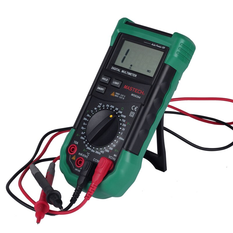 MASTECH MS8264 DMM Digital Multimeter AC/DC Volt Amp Res Cap Temp hFE Tester