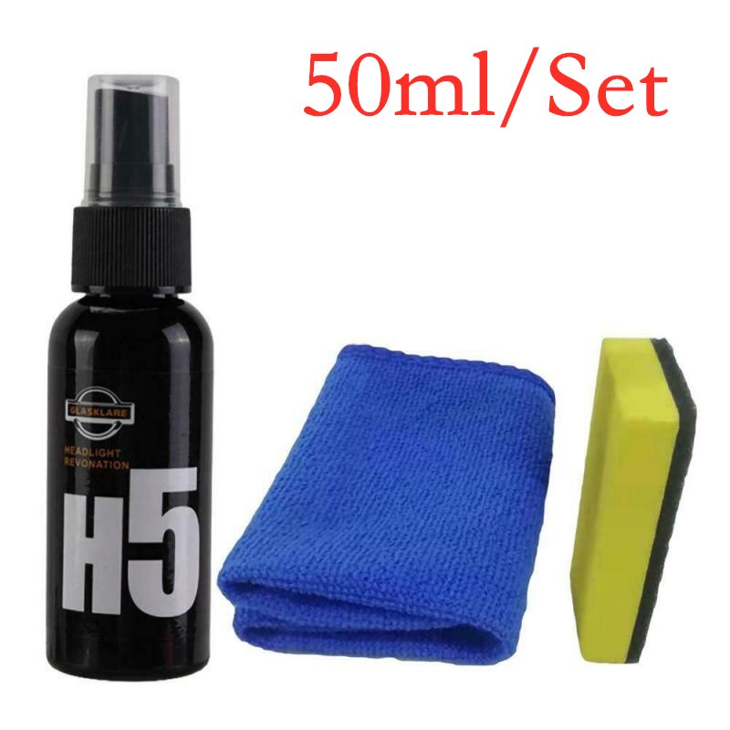 50/30ml Car Headlight Repair Agent H5 Headlight Restoration Oxidation Liquid Auto Headlight Polishing Anti-scratch Maintenance: 50ml set