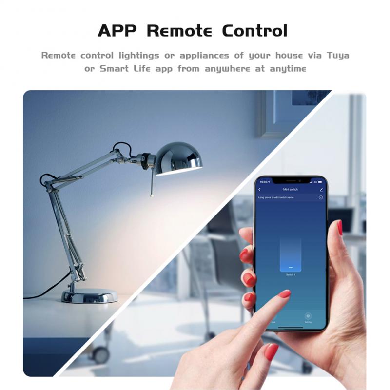 Tuya 16A Mini Wifi Smart Switch Module 2-way Control Timer Wireless DIY Switch Smart Home Automation Work with Alexa Google Home