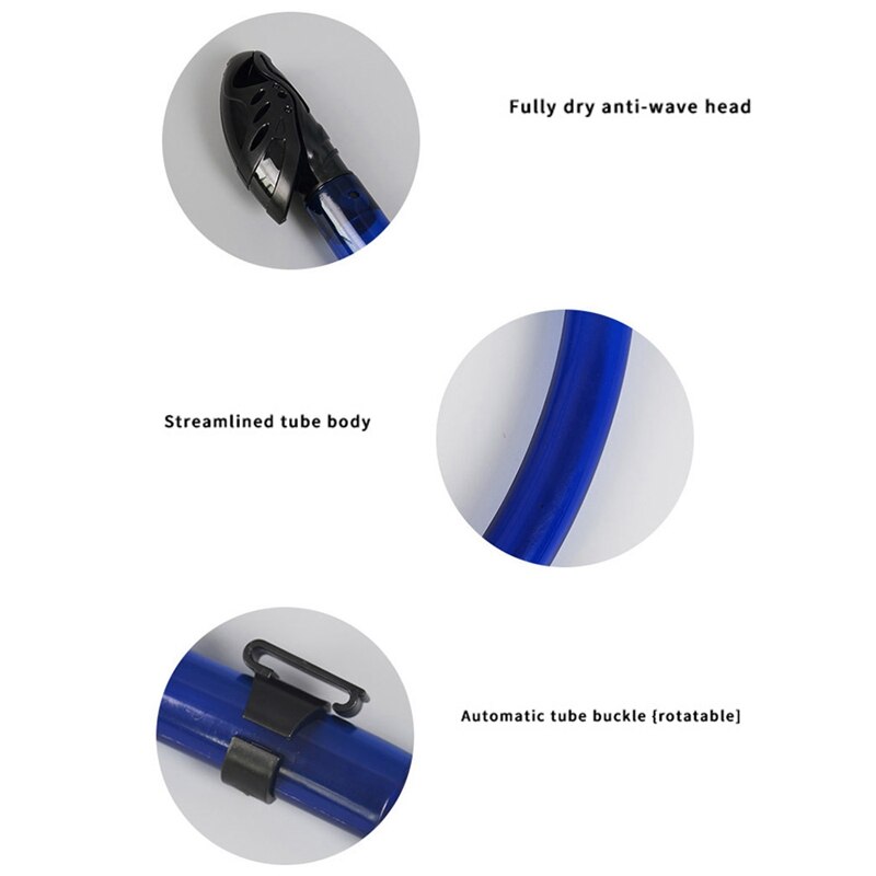 Full Dry Diving Snorkel Breathing Tube with Silicone Mouthpiece Swimming Snorkel Diving Equipment for Adults and Youth