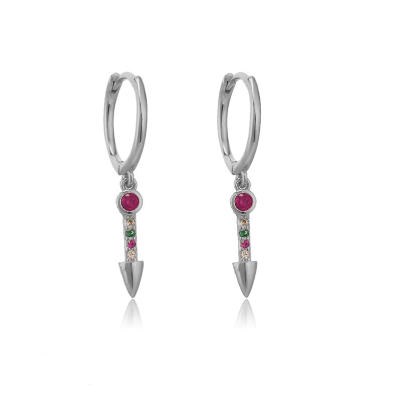 Goud Zilver Kleur Kleurrijke Regenboog Cz Liefde Earring Voor Vrouwen Mode-sieraden Voor Europese Piercing Hoop Earring Pendientes: W0126-S