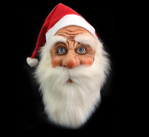 Masque en Latex pour père noël, déguisement de fête de noël en plein air, perruque à barbe: A