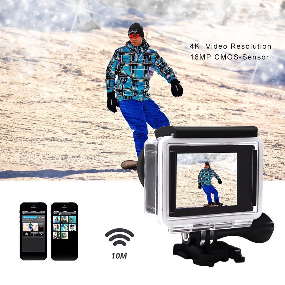 4K 16MP Ultra HD Sports Action Camera 170 Degree Wide Angle WiFi DV Camcorder with Waterproof Case Accessory Kit Action Camera