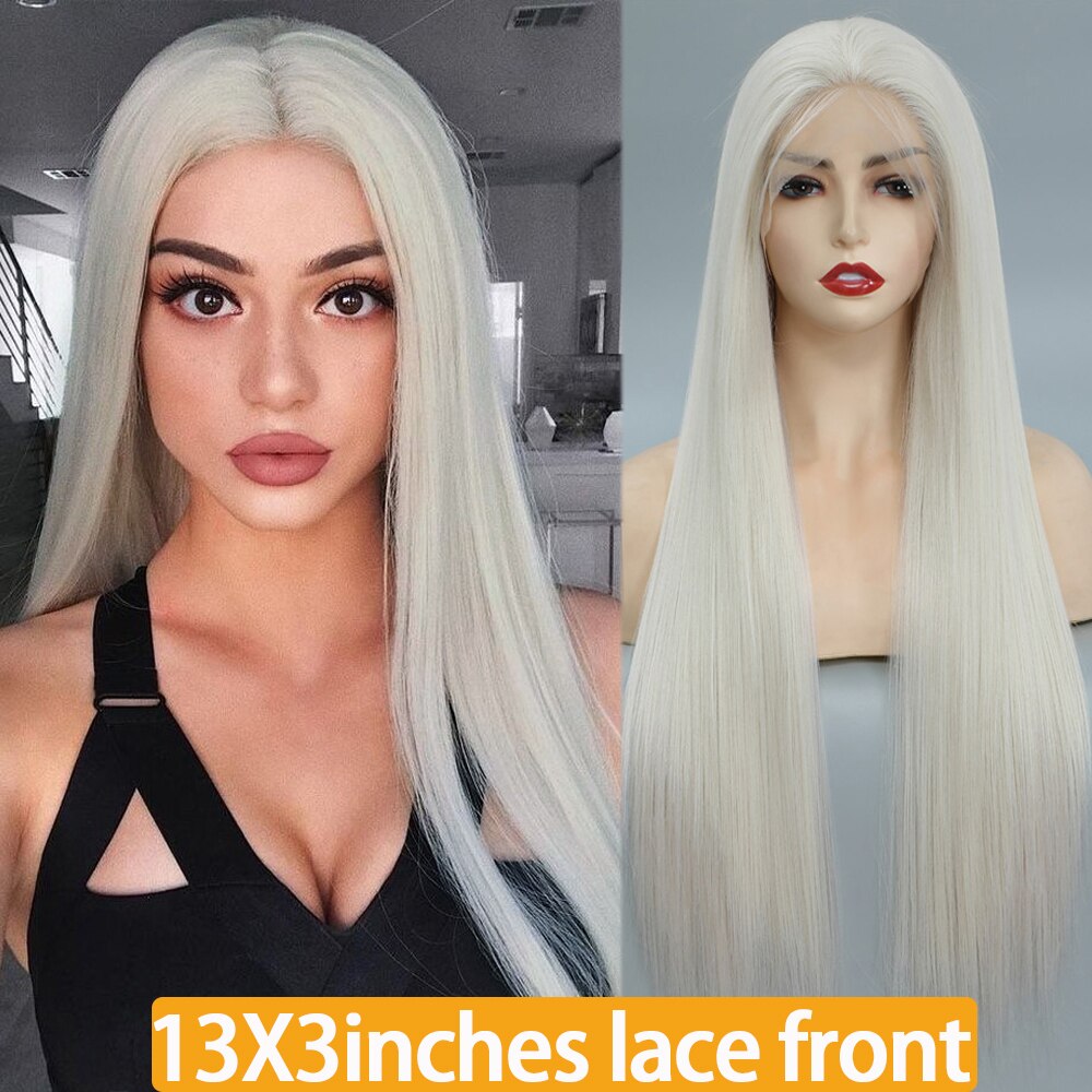 X-TRESS 13X3 Lace Front Synthetic Wigs For Women Black Colored Free Part Long Straight Soft Natural Daily Hair Wig 150% Density: R3660
