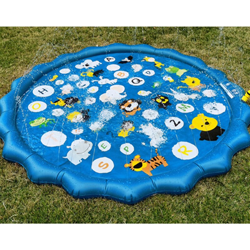 Colchoneta redonda de verano de 170cm, inflable para niños, juegos de animales, juegos de agua, Agua pulverizada de jardín, cojín rociador, almohadilla de juguete para bebé