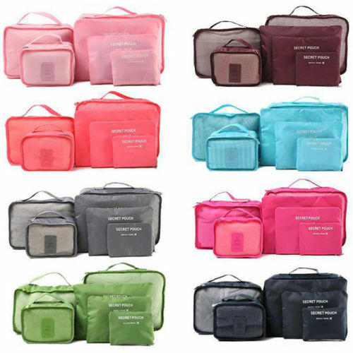 6pcs Waterproof Travel Storage Bag Clothes Packing Cube Luggage Organizer Sets Nylon Home Storage Travel Pouch Portable Bags