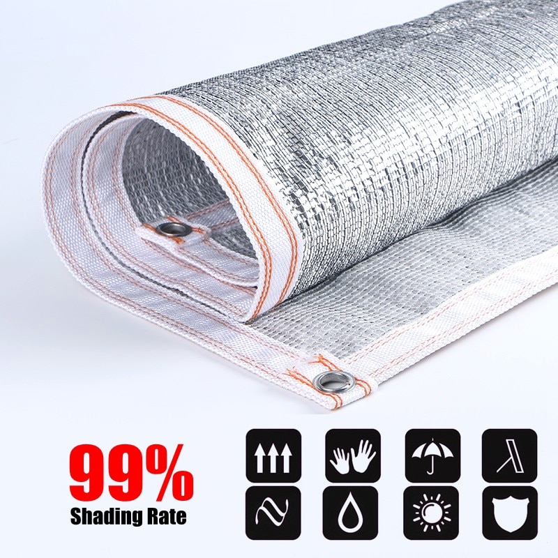 99% Aluminiumfolie Zon Zonnezeilen Outdoor Reflecterende Zon Onderdak Zonnescherm Netto Sails Water Proof Kamer Cooling Zonwering Netto