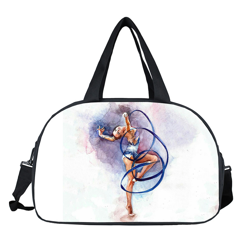 Watercolor Gymnastics Art Tote Bag Ladies Dance Sports Storage Bags Travel Multifunctional Portable Messenger Bags Shoulder Bag: DEEP BLUE